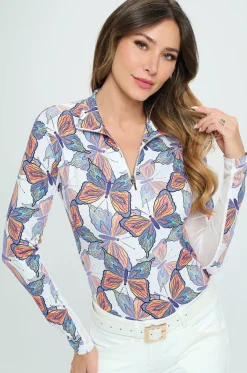 DANCING EQUESTRIAN Spring Butterfly Long Sleeve Shirt