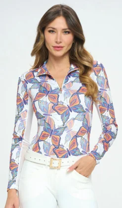 DANCING EQUESTRIAN Spring Butterfly Long Sleeve Shirt