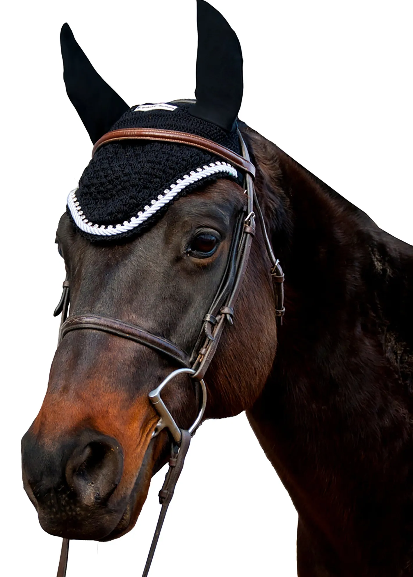 JPC EQUESTRIAN Equine Couture™ Fly Bonnet with Piping and Crystals