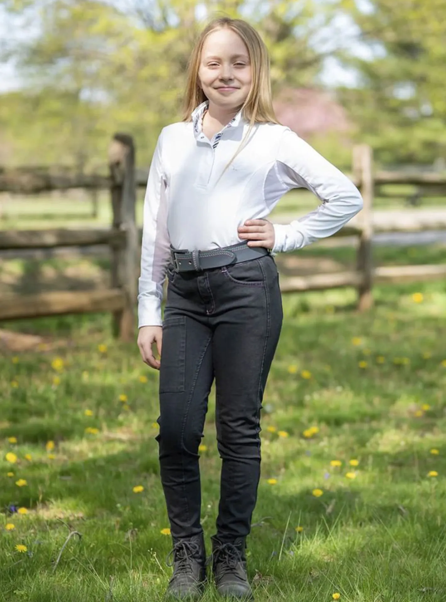 Kids FITS RIDING FITS® Girls’ Denim Tread Knee-Patch Breech