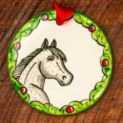 THE NOLA WATKINS COL Hand-Painted Horse Wreath Ornament