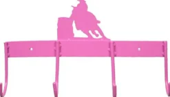 SHILOH STABLES TACK 4-Hook Flat Tack Rack with Barrel Horse Silhouette