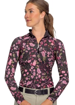 KASTEL DENMARK Ladies’ Quarter-Zip Modern Begonias Long-Sleeve Shirt - "Briar"