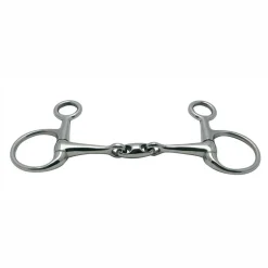 PARTRADE Metalab Baucher Double-Jointed with Oval Link Eggbutt Snaffle Bit - 16mm