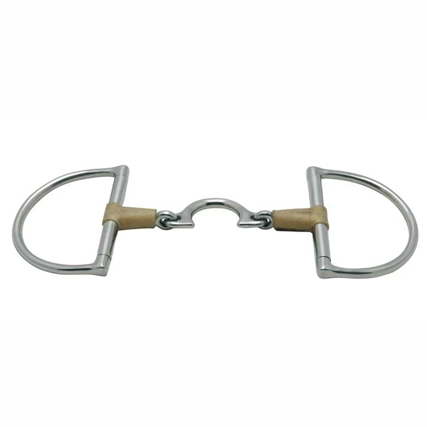 PARTRADE Metalab Jointed Rawhide Leather with Quarter Moon Link D-ring Snaffle Bit