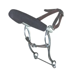 PARTRADE Metalab Solid Joint Combination Bit with Neoprene Cover Noseband with Leather Straps