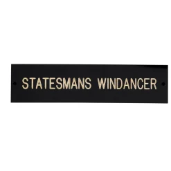CRW Rectangular Black & Brass Stall Plate - 3 lines
