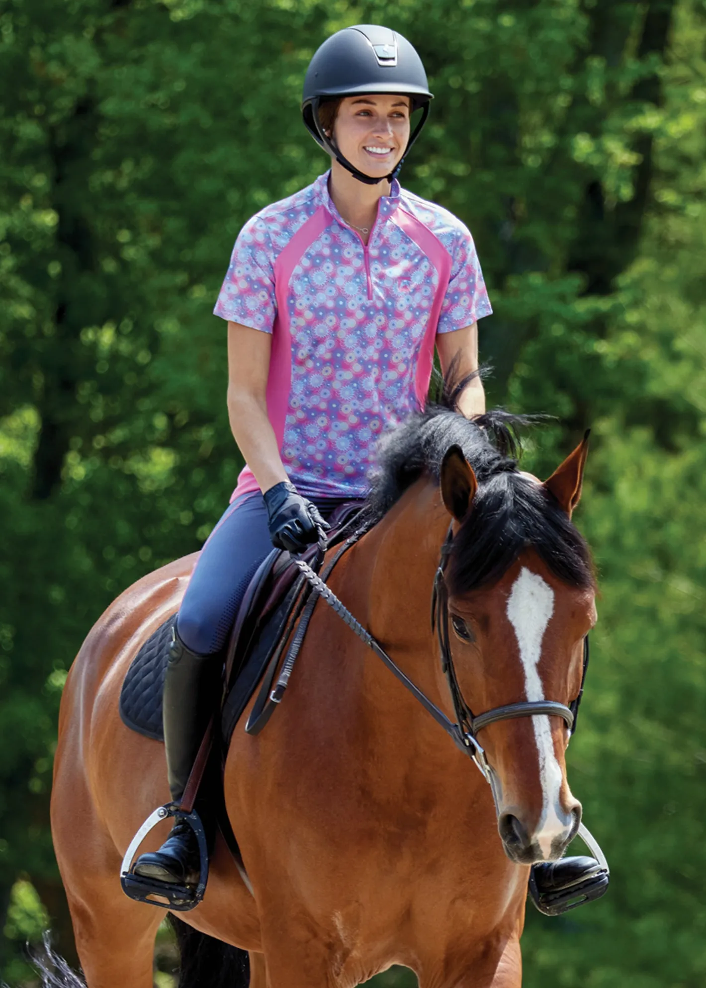KIRSCH Riding Sport™ Ladies’ Airflow Quarter-Zip Print Short Sleeve Shirt