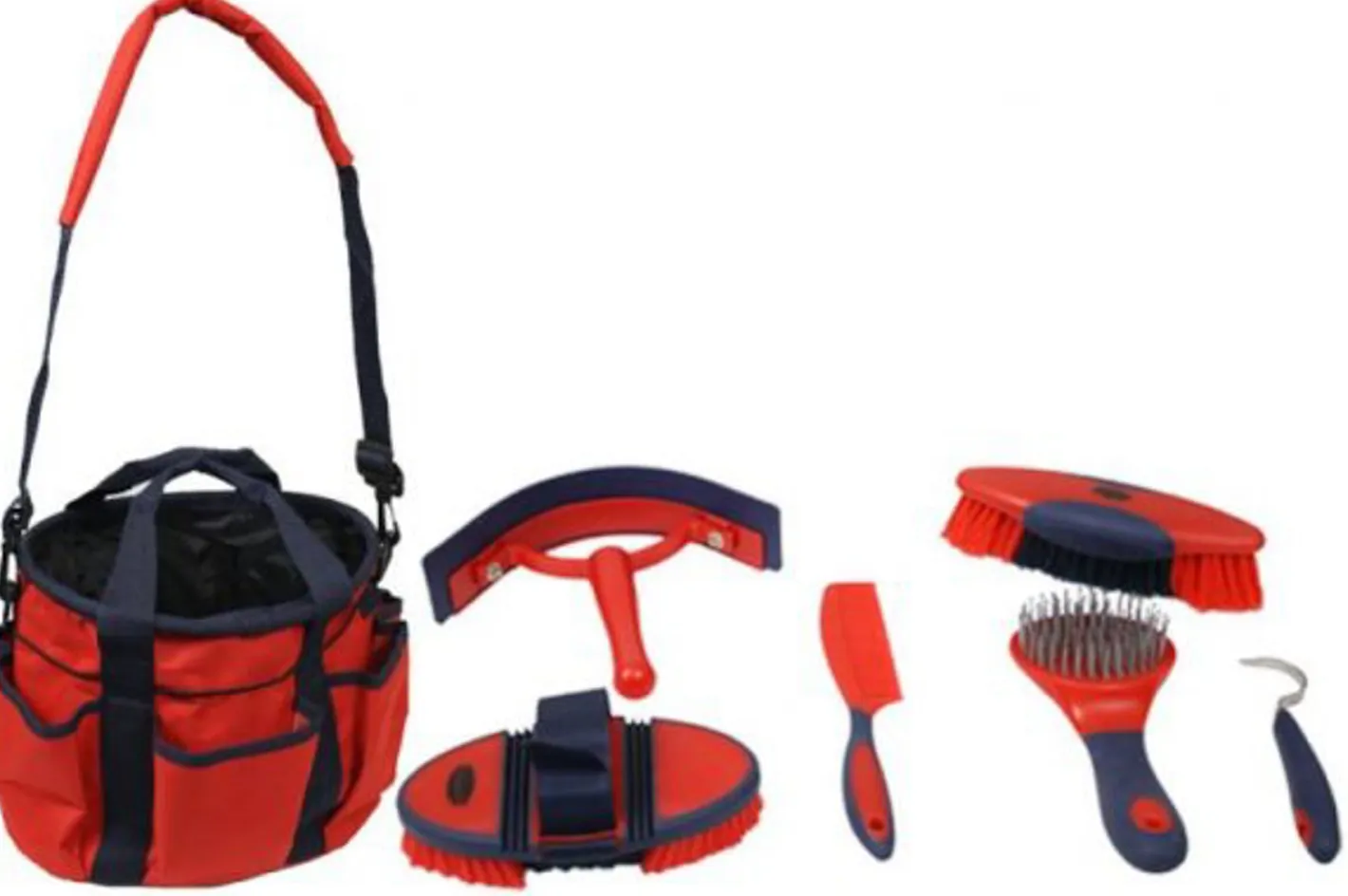 SHILOH STABLES TACK Showman® 6-Piece Soft Grip Grooming Kit with Nylon Bag