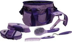 SHILOH STABLES TACK Showman® 6-Piece Soft Grip Grooming Kit with Nylon Bag