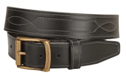 TORY LEATHER 1 1/2" Belt with Repeated Stitch Pattern