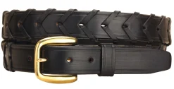 TORY LEATHER 1 1/4" Laced Belt with Brass Buckle