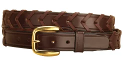 TORY LEATHER 1 1/4" Laced Belt with Brass Buckle