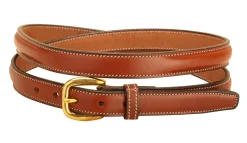 TORY LEATHER 3/4" Raised Belt with Brass Buckle & Nameplate Space
