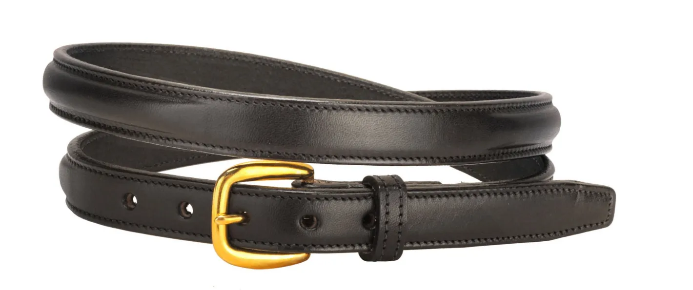 TORY LEATHER 3/4" Raised Belt with Brass Buckle & Nameplate Space
