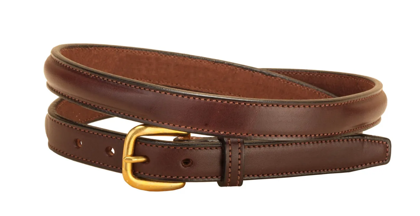 TORY LEATHER 3/4" Raised Belt with Brass Buckle & Nameplate Space