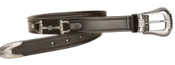 TORY LEATHER Belt with Bits and Silver-Colored Three-Piece Buckle Set