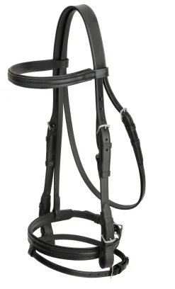 TORY LEATHER Company Deluxe Padded Dressage Bridle with Buckle Bit Ends
