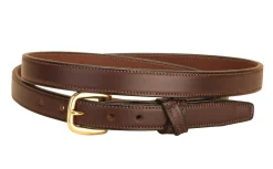 TORY LEATHER Crossed Keeper Belt with Brass Buckle