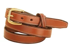 TORY LEATHER Crossed Keeper Belt with Brass Buckle