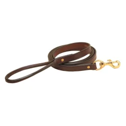 TORY LEATHER Flat Creased Leather Dog Leash with Rolled Leather Handle