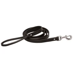 TORY LEATHER Flat Creased Leather Dog Leash with Rolled Leather Handle